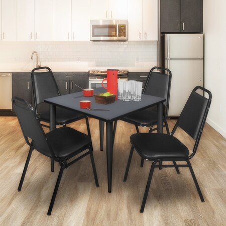 Regency Kahlo Square Table & Chair Sets, 48 W, 48 L, 29 H, Wood, Metal, Vinyl Top, Grey TPL4848GYBK29BK
